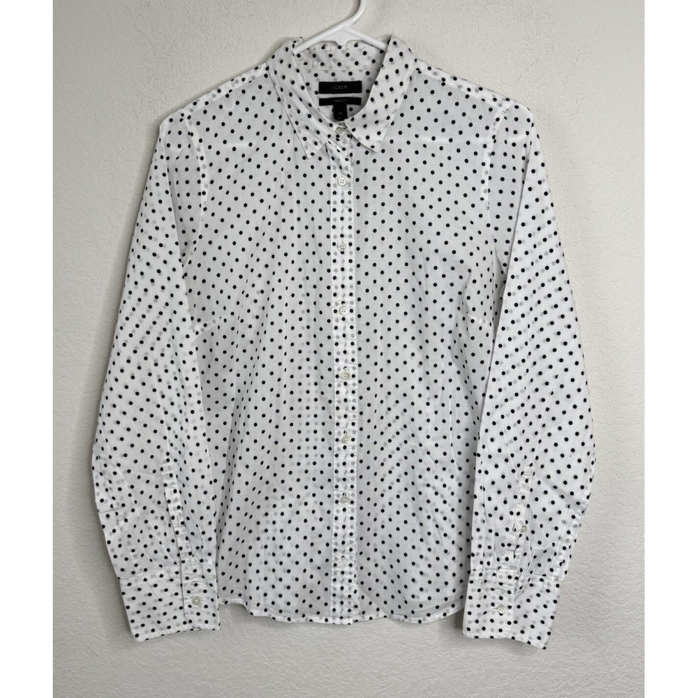 J.Crew Women's Perfect Shirt Polka Dot‎ Button-Down Blouse Women's Sz 10 Office